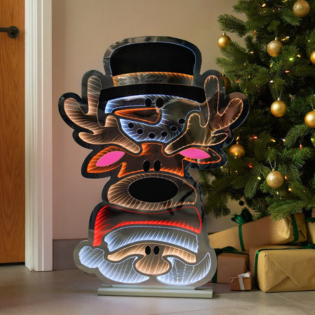 90cm Outdoor Infinity Mirror Christmas Silhouette or Freestanding Santa & Friends