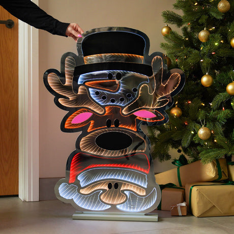 90cm Outdoor Infinity Mirror Christmas Silhouette or Freestanding Santa & Friends