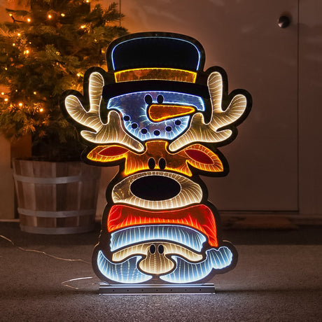 90cm Outdoor Infinity Mirror Christmas Silhouette or Freestanding Santa & Friends