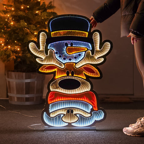 90cm Outdoor Infinity Mirror Christmas Silhouette or Freestanding Santa & Friends