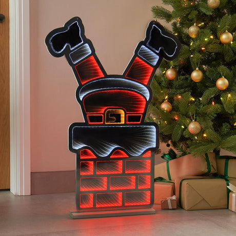 90cm Outdoor Infinity Mirror Christmas Silhouette or Freestanding Santa Legs in Chimney