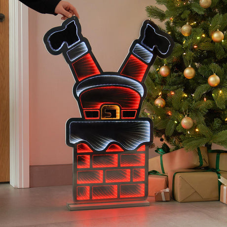 90cm Outdoor Infinity Mirror Christmas Silhouette or Freestanding Santa Legs in Chimney