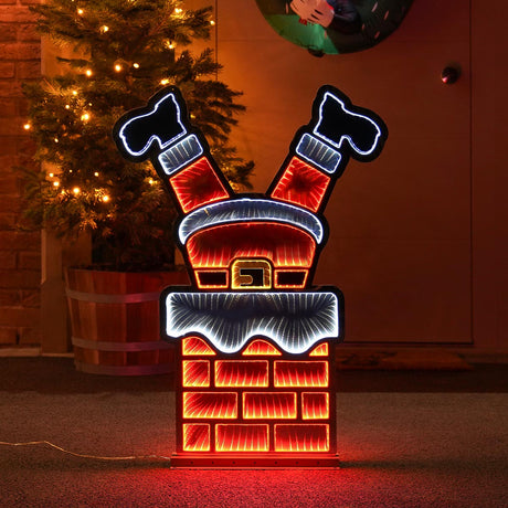 90cm Outdoor Infinity Mirror Christmas Silhouette or Freestanding Santa Legs in Chimney