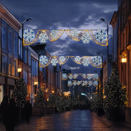 ConnectPro® 4m Snowflake Outdoor Commercial Christmas Light Cross Street Motif