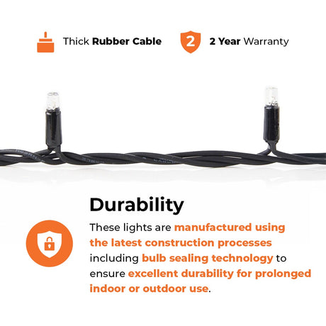 Connectable Flash Bulb String Lights on Black Rubber Cable