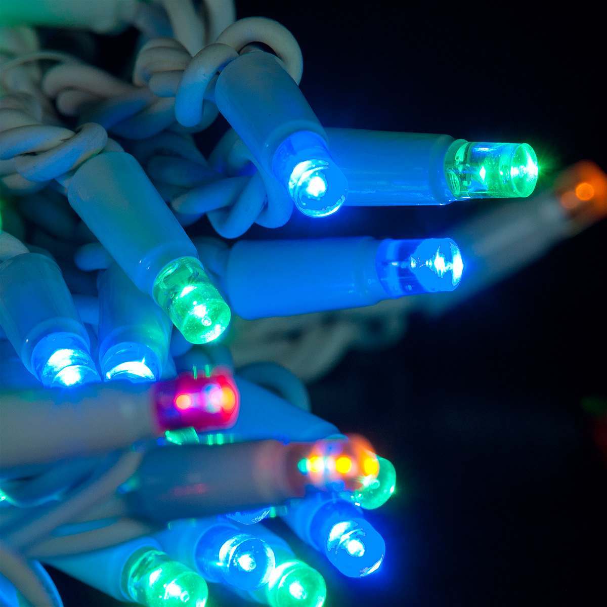 Colour Changing LED String Lights, Connectable,White Rubber Cable