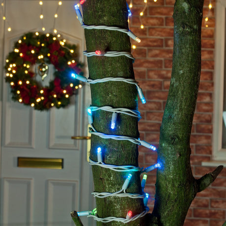 Colour Changing LED String Lights, Connectable,White Rubber Cable
