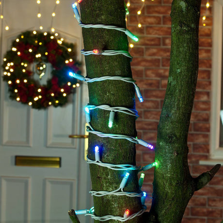 Colour Changing LED String Lights, Connectable,White Rubber Cable