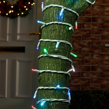 Colour Changing LED String Lights, Connectable,White Rubber Cable
