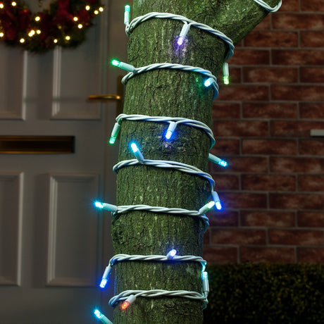 Colour Changing LED String Lights, Connectable,White Rubber Cable