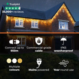 Connectable Icicle Lights on Black Rubber Cable