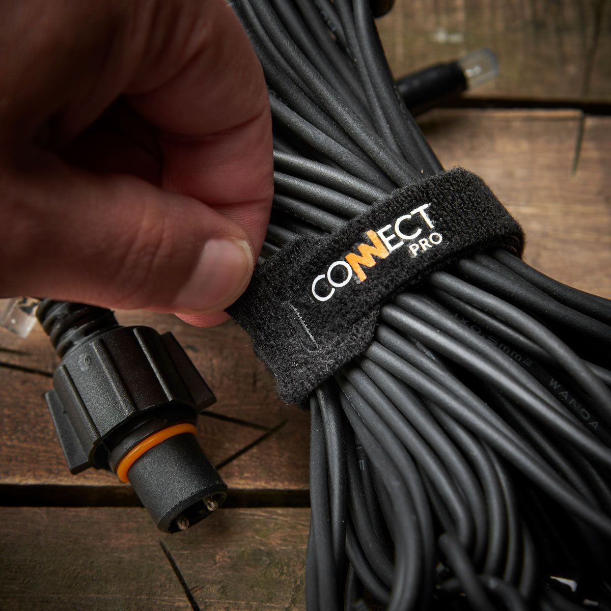 Connectable Festoon Lights with G50 Filament Effect Bulbs on Black Rubber Cable