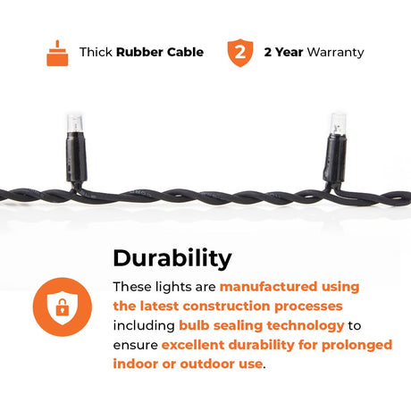 ConnectPro® Icicle Lights, Flash Bulb LEDs, Connectable, Black Rubber Cable