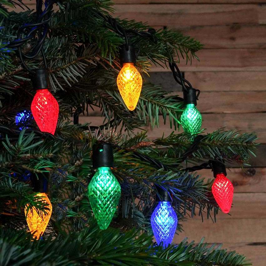 Connectable Pinecone String Lights on Black Rubber Cable