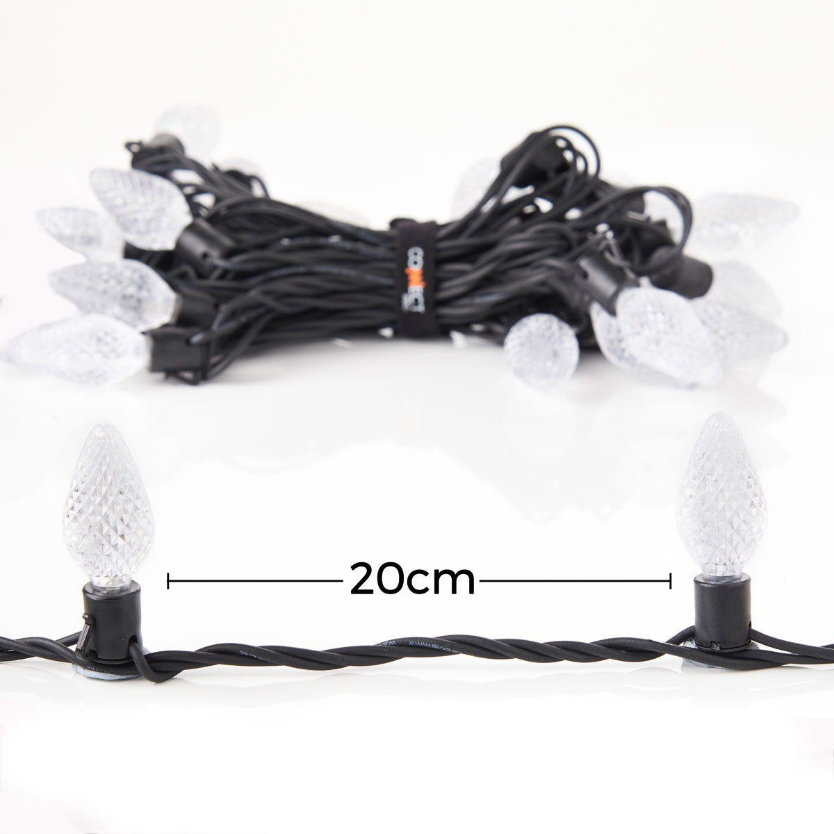 Connectable Pinecone String Lights on Black Rubber Cable