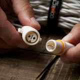 Connectable Warm White Curtain Lights on White Rubber Cable