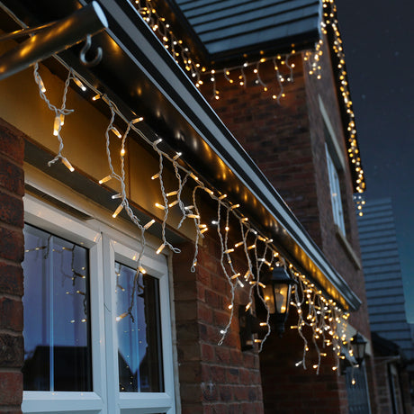 ConnectPro®  Warm White Icicle Light, White Flash Bulb, Connectable, White Rubber Cable