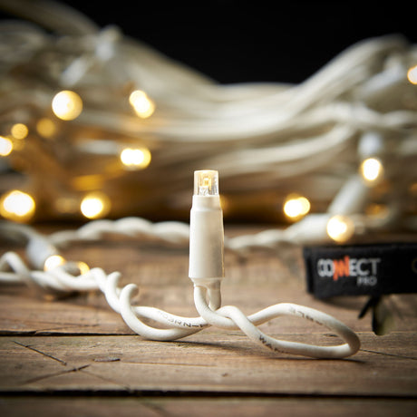 ConnectPro®  Warm White Icicle Light, White Flash Bulb, Connectable, White Rubber Cable
