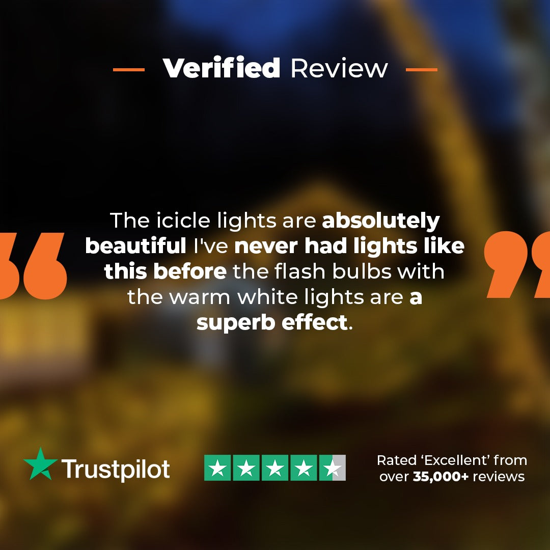 ConnectPro®  Warm White Icicle Light, White Flash Bulb, Connectable, White Rubber Cable