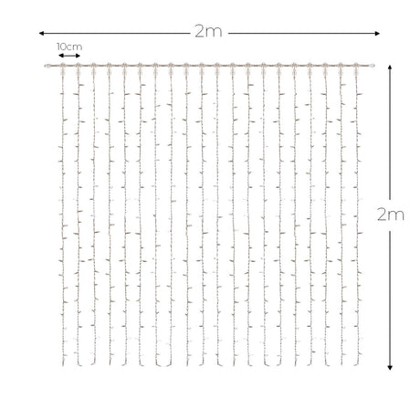 Connectable Warm White Curtain Lights on White Rubber Cable