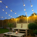 Connectable Festoon Lights with G50 Filament Effect Bulbs on Black Rubber Cable