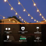 Connectable Festoon Lights with Frosted Bulbs on White Rubber Cable