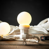 Connectable Festoon Lights with Frosted Bulbs on White Rubber Cable