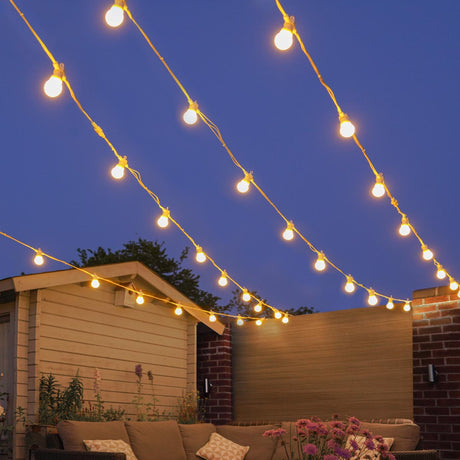 Connectable Festoon Lights with Frosted Bulbs on White Rubber Cable