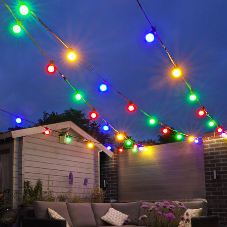 Connectable Festoon Lights with Frosted Bulbs on Black Rubber Cable