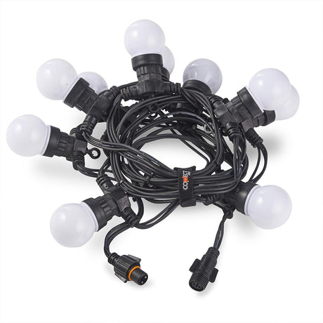 Connectable Festoon Lights with Frosted Bulbs on Black Rubber Cable