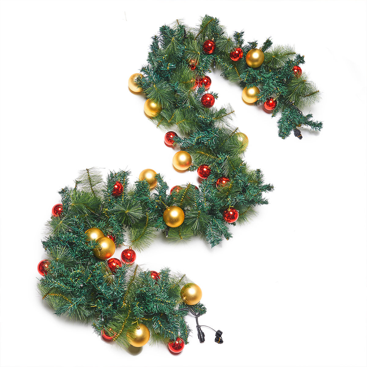 ConnectPro® Outdoor LED Garland with Baubles, Connectable, Black Rubber Cable