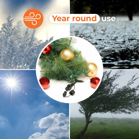 ConnectPro® Outdoor LED Garland with Baubles, Connectable, Black Rubber Cable