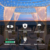 ConnectPro® 3m Outdoor String Lights, Connectable, 24 LEDs, White Rubber Cable