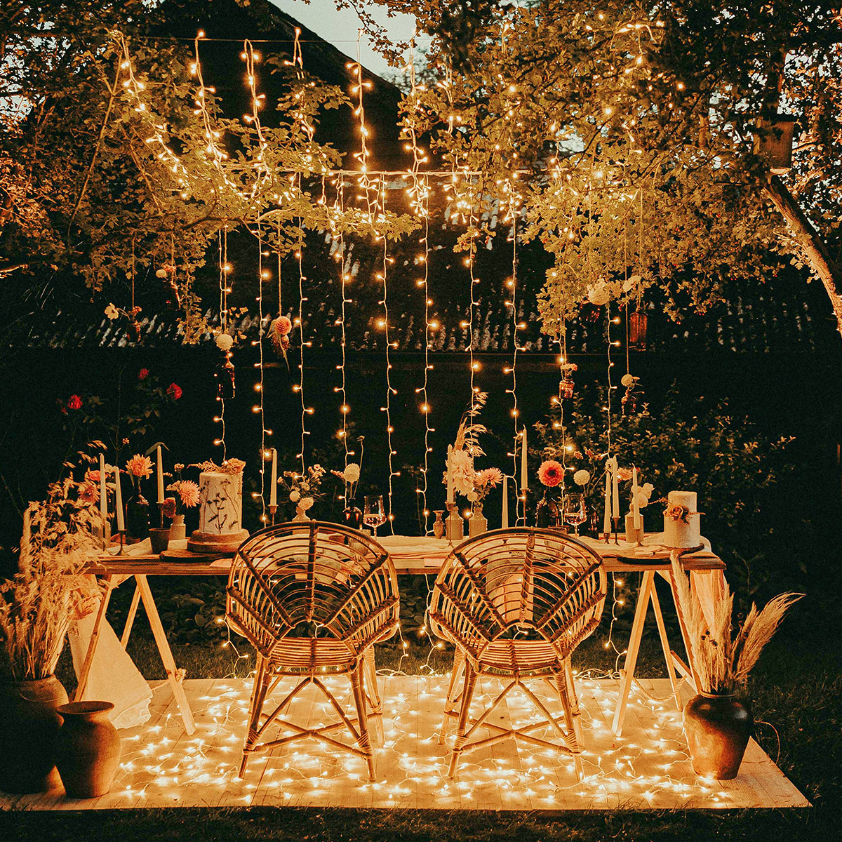ConnectPro® 3m Outdoor String Lights, Connectable, 24 LEDs, White Rubber Cable