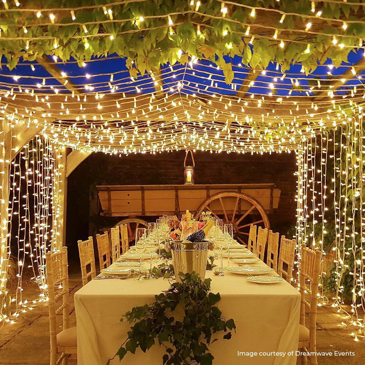 Connectable String Lights on White Rubber Cable