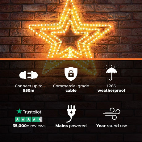 ConnectPro® 75cm Warm White LED Connectable Outdoor Rope Light Star