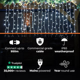 Connectable Eiffel Tower Effect Curtain Light on White Rubber Cable