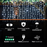 Connectable Eiffel Tower Effect Curtain Light on White Rubber Cable