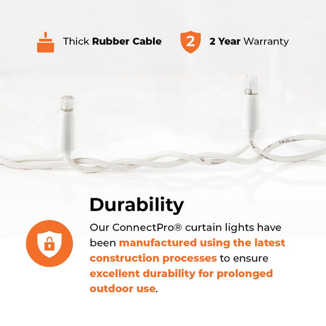 Connectable Eiffel Tower Effect Curtain Light on White Rubber Cable
