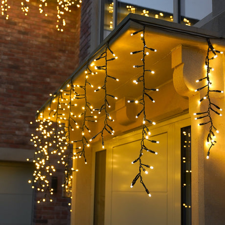 ConnectPro® Connectable Cluster Icicle Lights on Black Rubber Cable