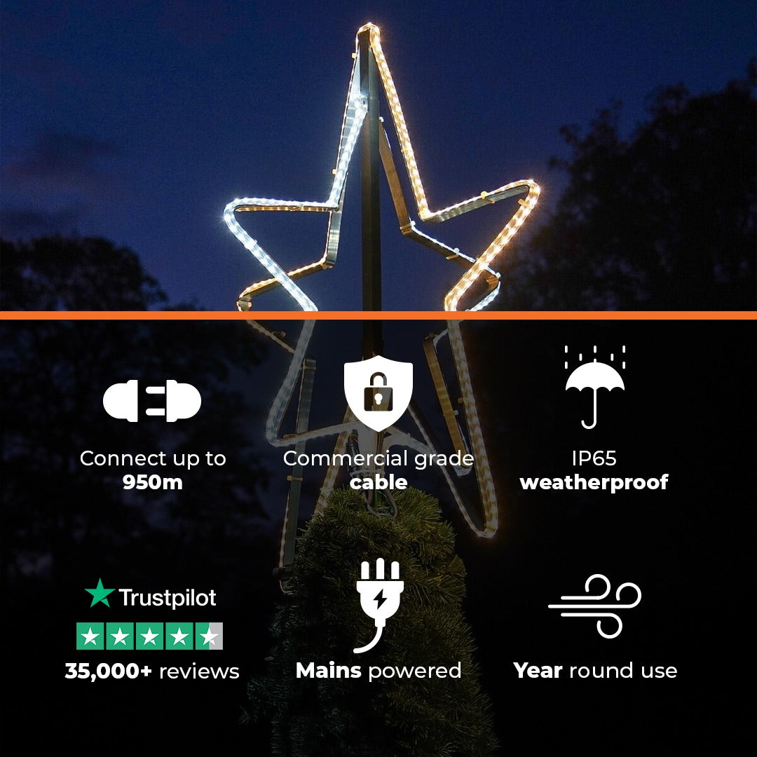 ConnectPro® 65cm Warm White & White Outdoor LED Star Tree Topper
