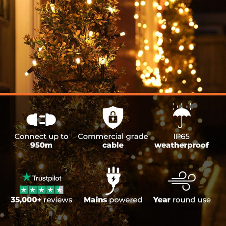 ConnectPro® Outdoor LED Mini Cluster Lights, Connectable, Black Rubber Cable