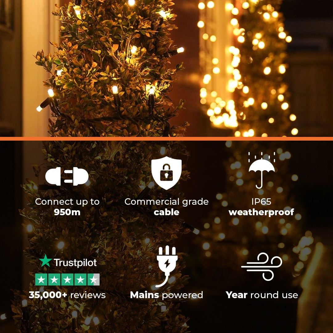 ConnectPro® Outdoor LED Mini Cluster Lights, Connectable, Black Rubber Cable