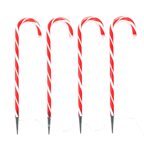 4 Battery Candy Cane Outdoor Christmas Light Stakes 75cm