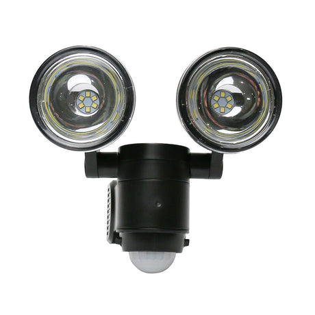 Battery Powered Outdoor Security Light Twin Head Spotlight with PIR Sensor