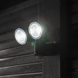 Battery Powered Outdoor Security Light Twin Head Spotlight with PIR Sensor