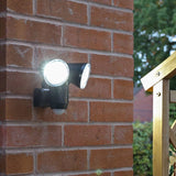 Battery Powered Outdoor Security Light Twin Head Spotlight with PIR Sensor