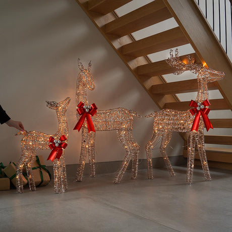 Rose Gold Outdoor Light up Reindeer Family