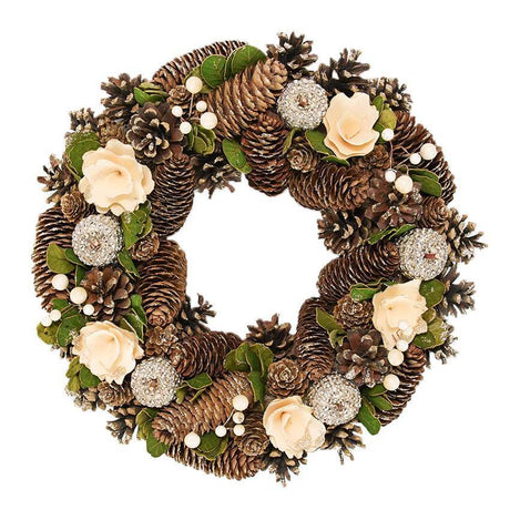 36cm Cream and Gold Decoration Christmas Wreath
