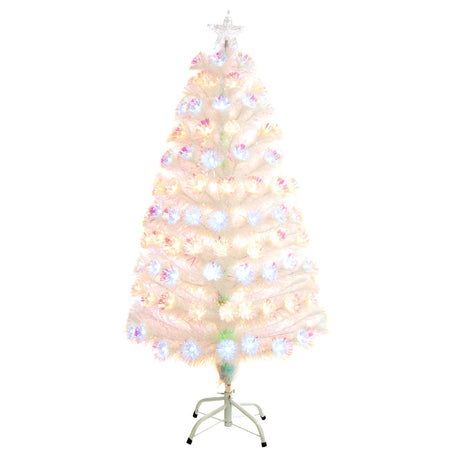 White and Warm White Flower Fibre Optic Christmas Tree